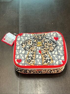 Brighton Leopard Bow Cosmetic Case - Red, Cream, Black - Brighton